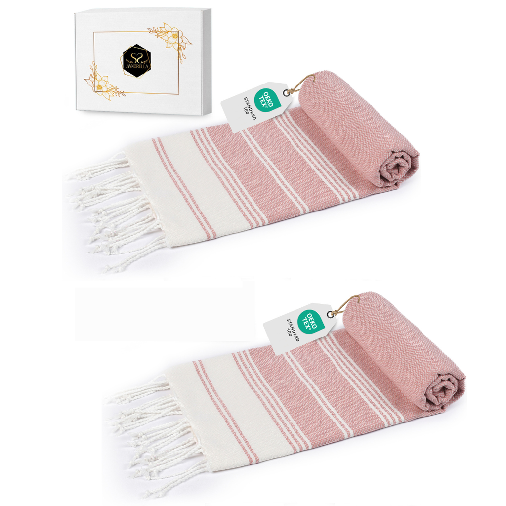 Doppelpack Hamamtuch 100 x 200 cm I 2x altrosa