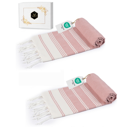 Doppelpack Hamamtuch 100 x 200 cm I 2x altrosa