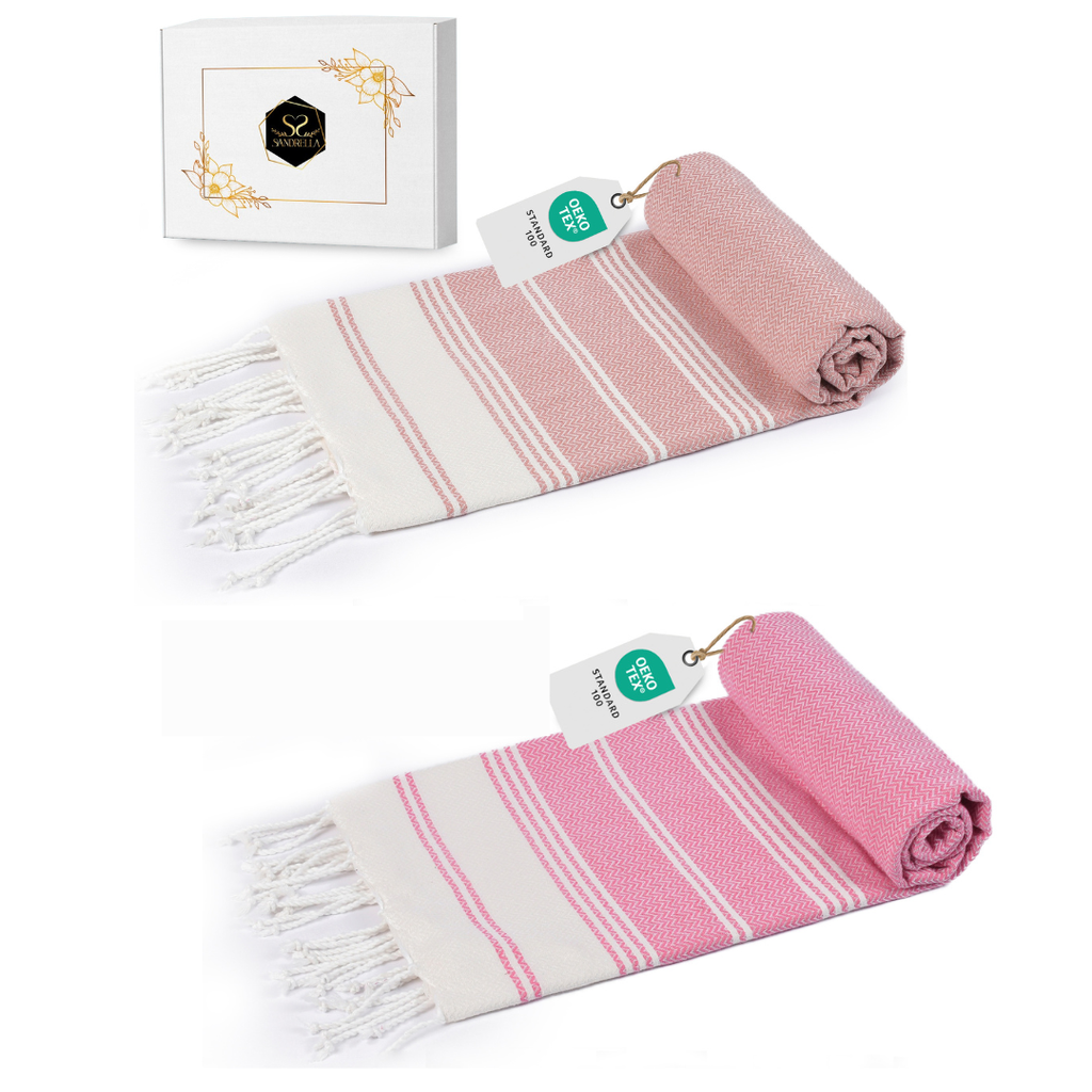 Doppelpack Hamamtuch 100 x 200 cm I altrosa & rosa