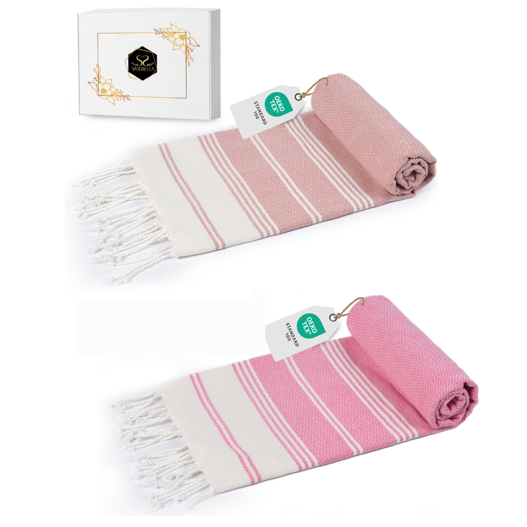 Doppelpack Hamamtuch 100 x 200 cm I altrosa & rosa