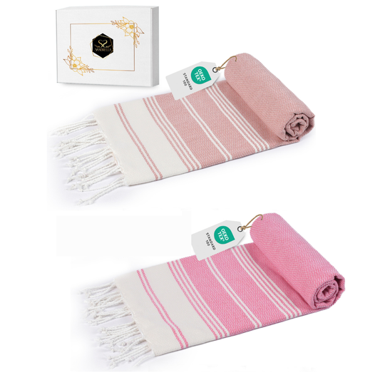 Doppelpack Hamamtuch 100 x 200 cm I altrosa & rosa