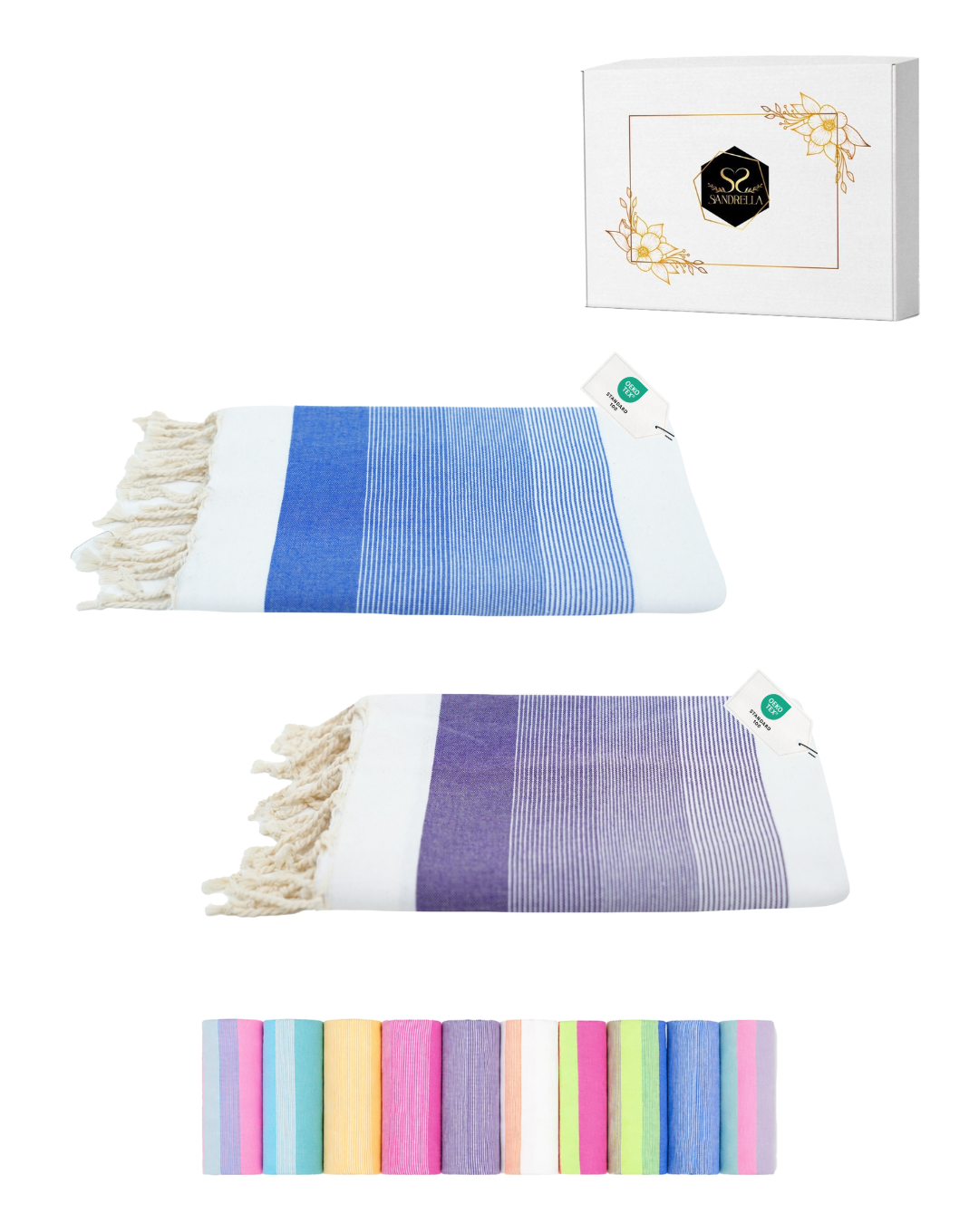 Vorteils-Set - Hamamtuch 100 x 200 cm I lila Verlauf / blau Verlauf