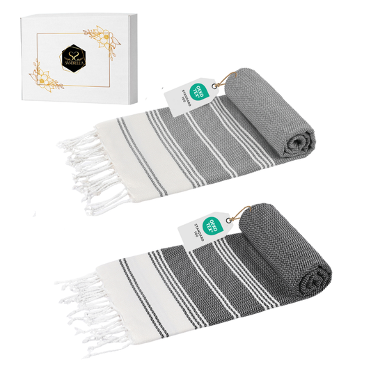 Doppelpack Hamamtuch 100 x 200 cm I dunkelgrau & grau