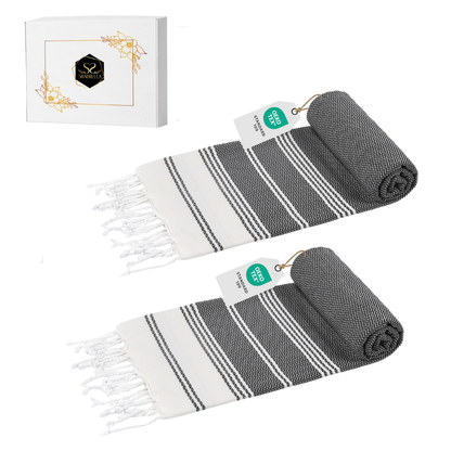 Doppelpack Hamamtuch 100 x 200 cm I 2x dunkelgrau