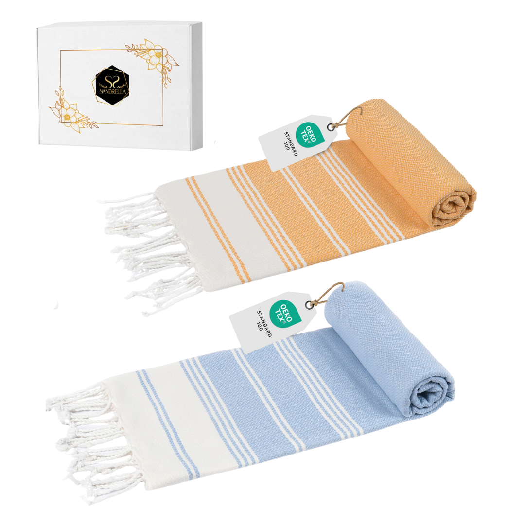 Doppelpack Hamamtuch 100 x 200 cm I gelb & hellblau