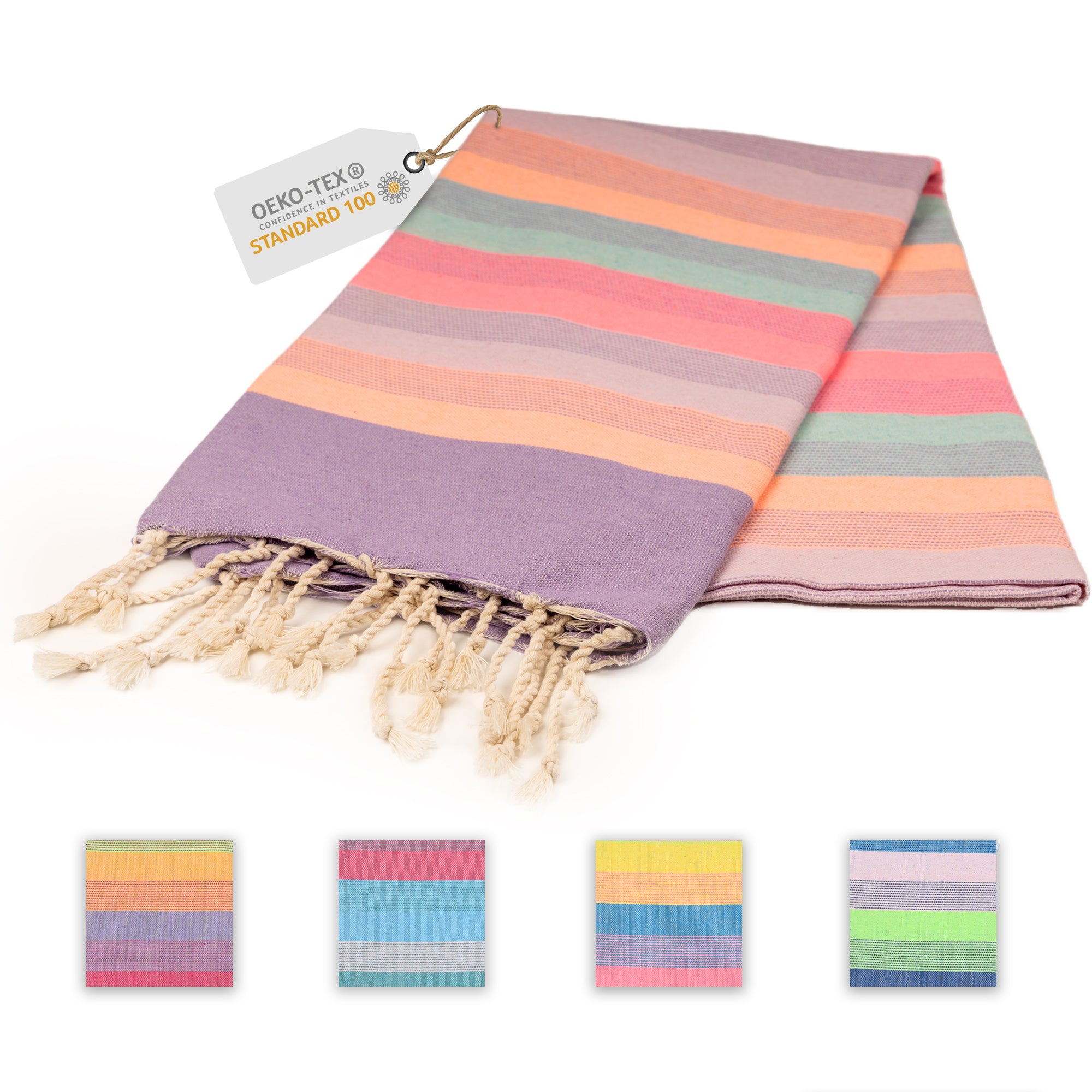 Farbenliebe Hamamtuch 100 x 200 cm I lila gestreift