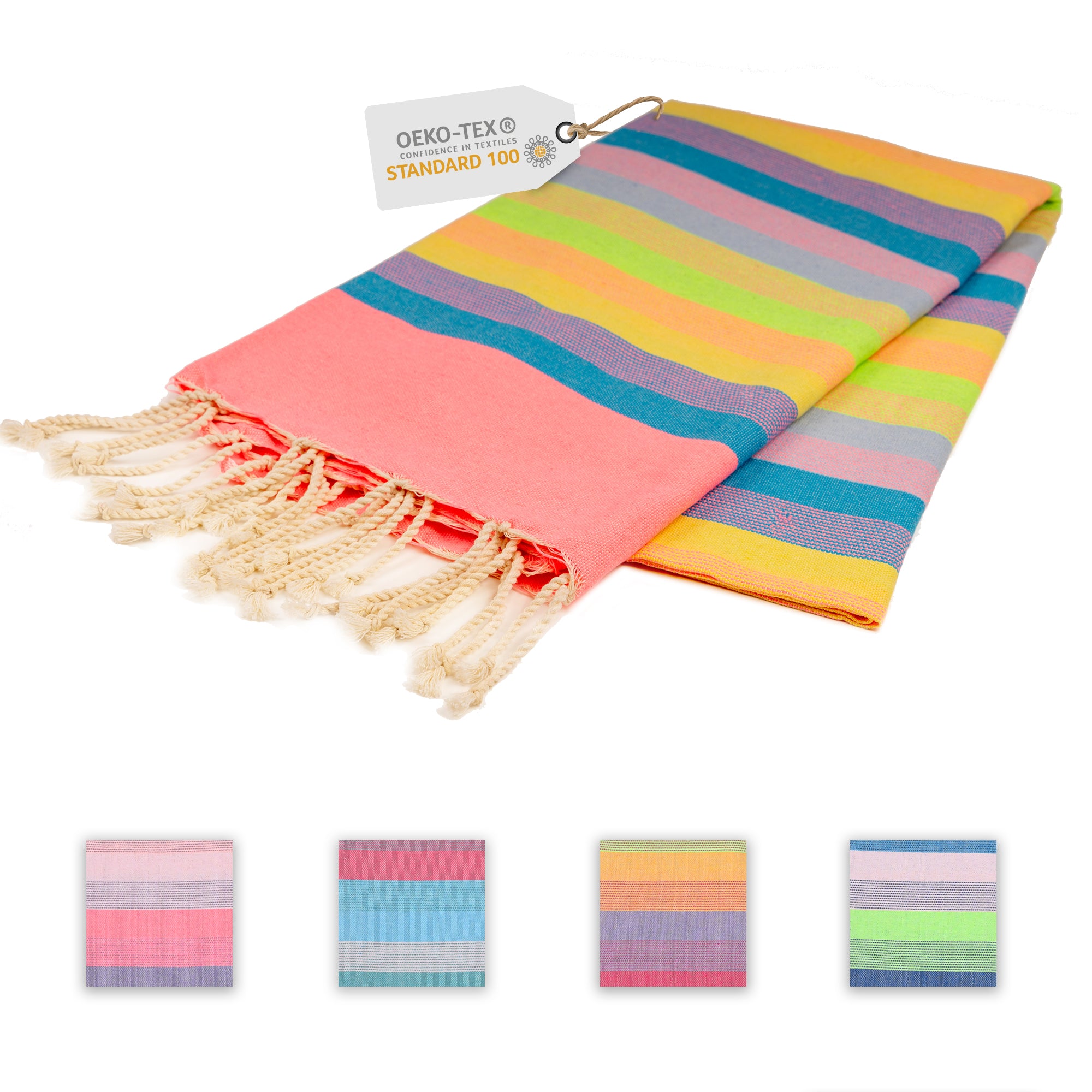 Farbenliebe Hamamtuch 100 x 200 cm I pink gestreift
