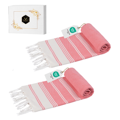 Doppelpack Hamamtuch 100 x 200 cm I rot