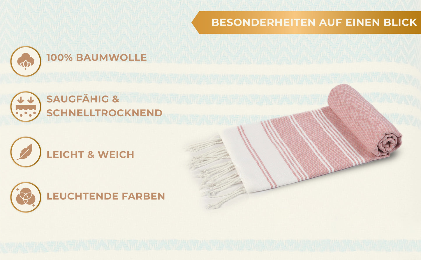 Edelstück Hamamtuch 100 x 200 cm | rosa